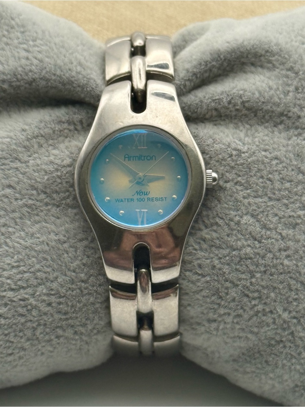 Armitron Now Silver Stainless Steel Watch with Blue Dial needs new battery